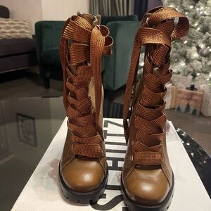 SCHUTZ Tan Lace-Up Women's Boots